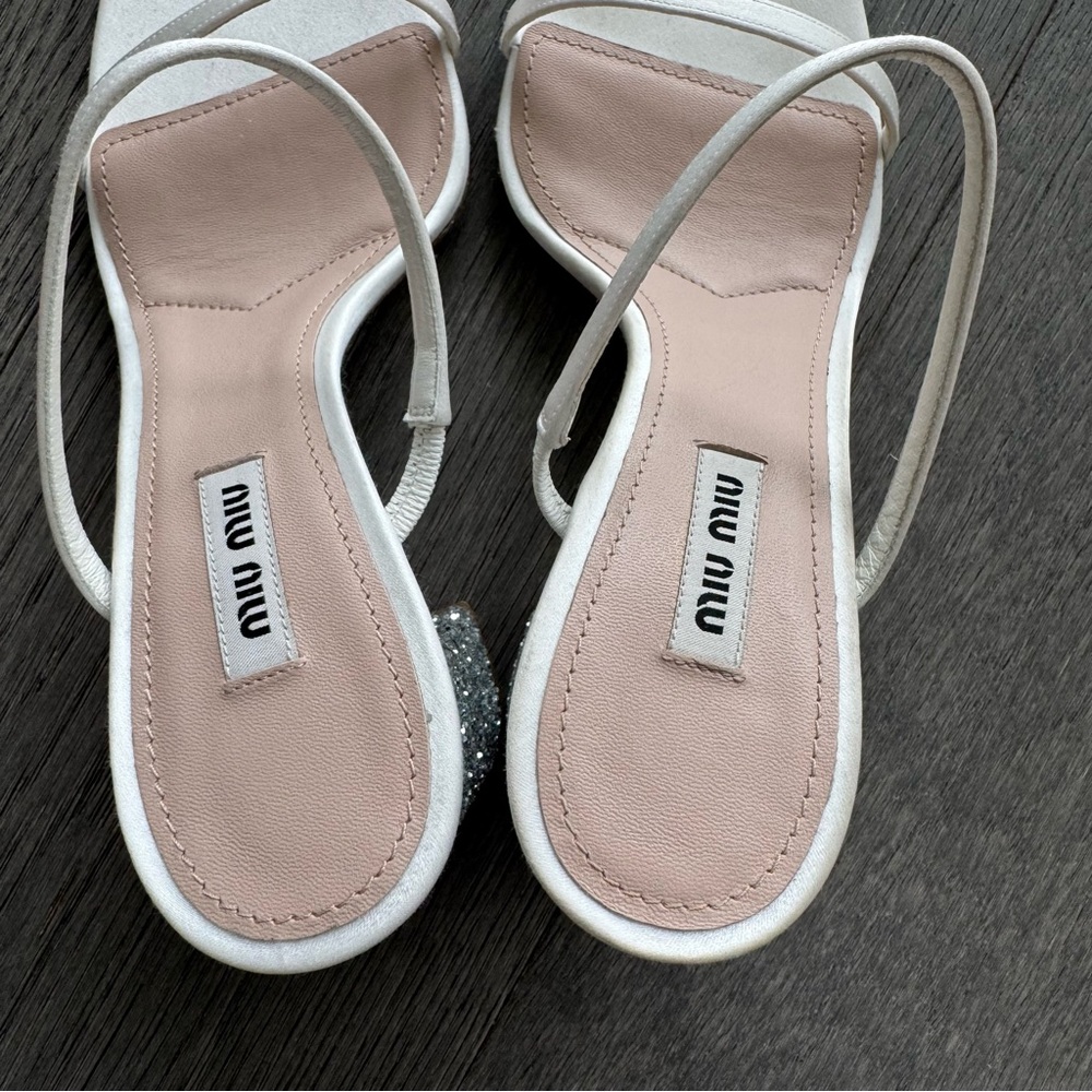 Miu Miu Silver White Heeled Sandals - Picture 4 of 7